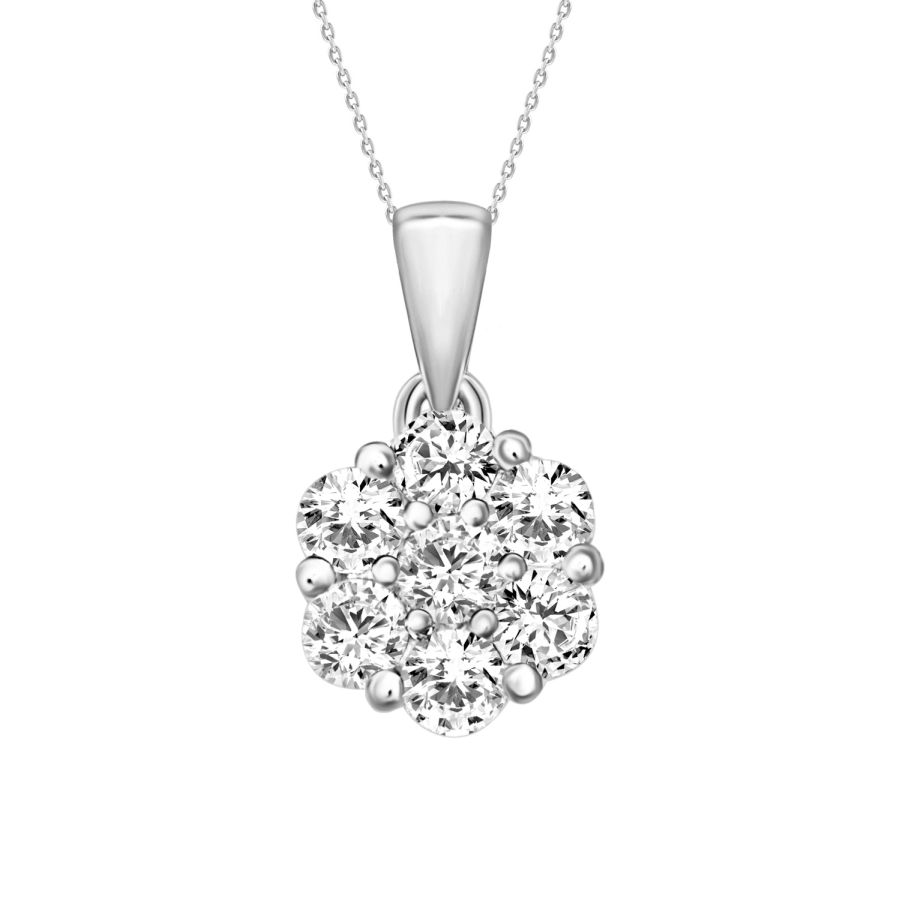 LADIES PENDANT WITH CHAIN 0.25CT ROUND DIAMOND 14K WHITE GOLD - Image 1