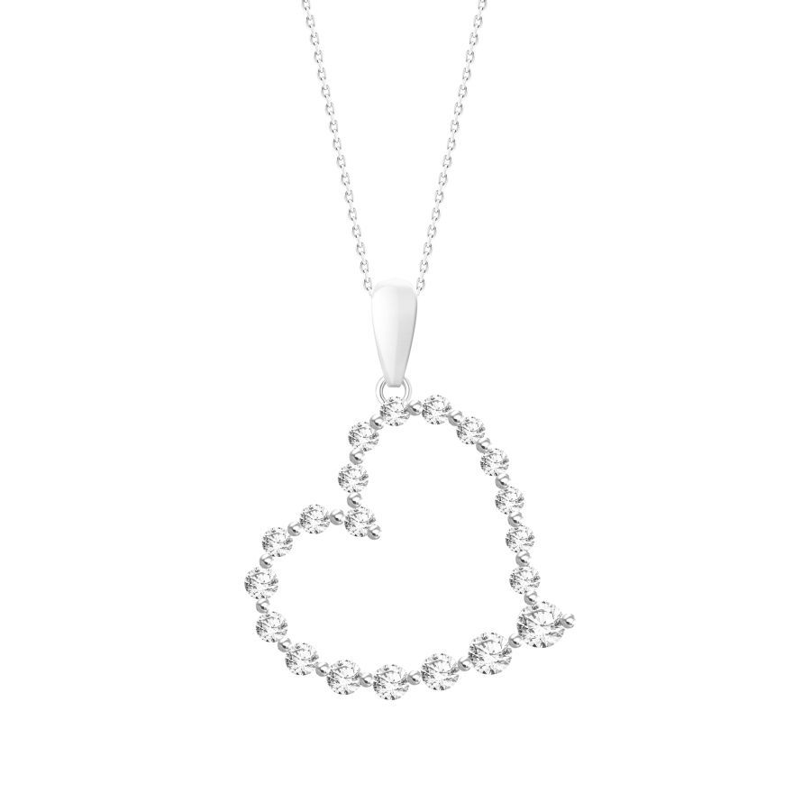 LADIES PENDANT WITH CHAIN 0.50CT ROUND DIAMOND 10K WHITE GOLD - Image 1