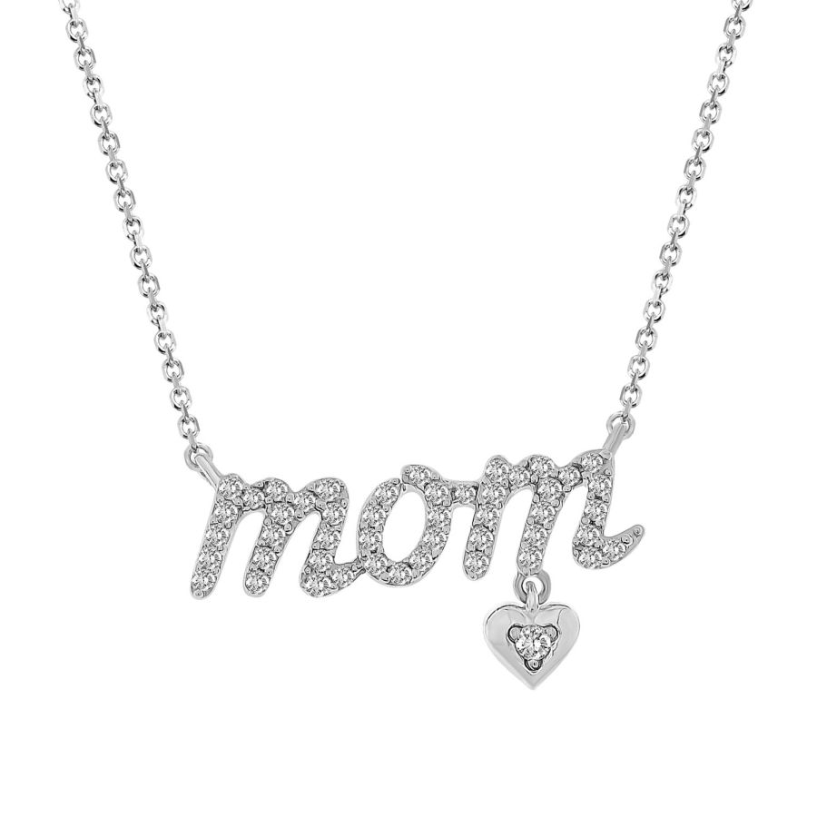 LADIES NECKLACE 0.15CT ROUND DIAMOND 10K WHITE GOLD - Image 1