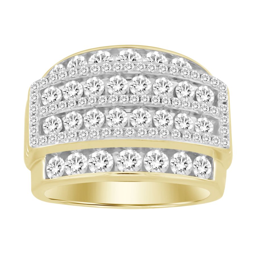 MEN'S RING 3.00CT ROUND DIAMOND 10K YELLOW GOLD - Image 1