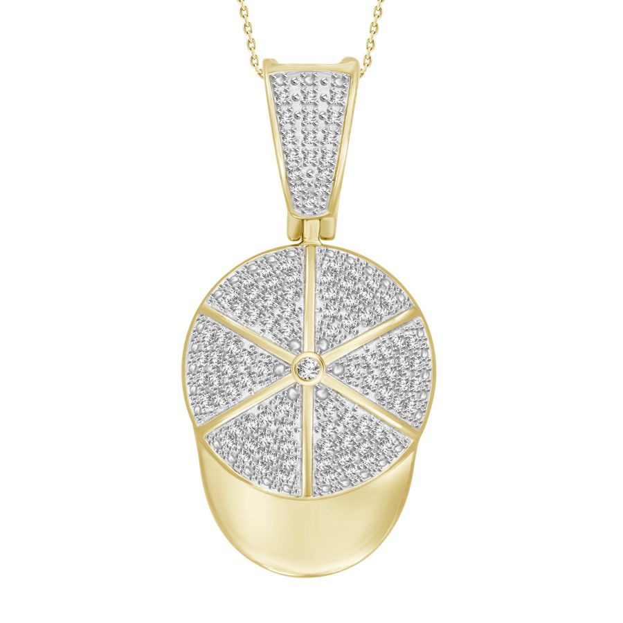 MEN'S CHARM 0.25CT ROUND DIAMOND 10K YELLOW GOLD - Image 1
