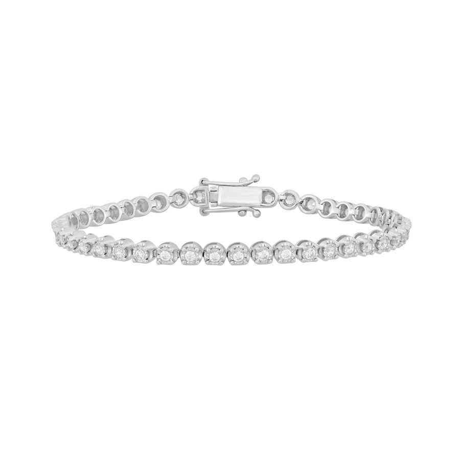 LADIES BRACELET 2.00CT ROUND DIAMOND 14K WHITE GOLD (SI QUALITY) - Image 1