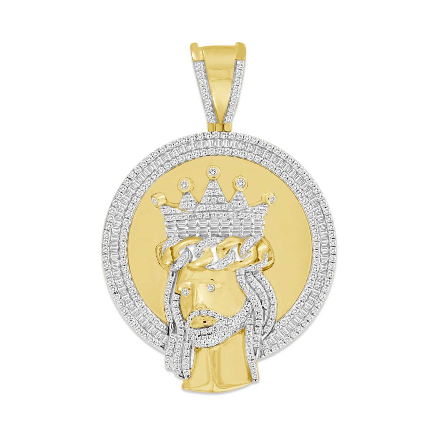MEN'S CHARM 1.25CT ROUND/BAGUETTE DIAMOND 10K YELLOW GOLD - Image 1