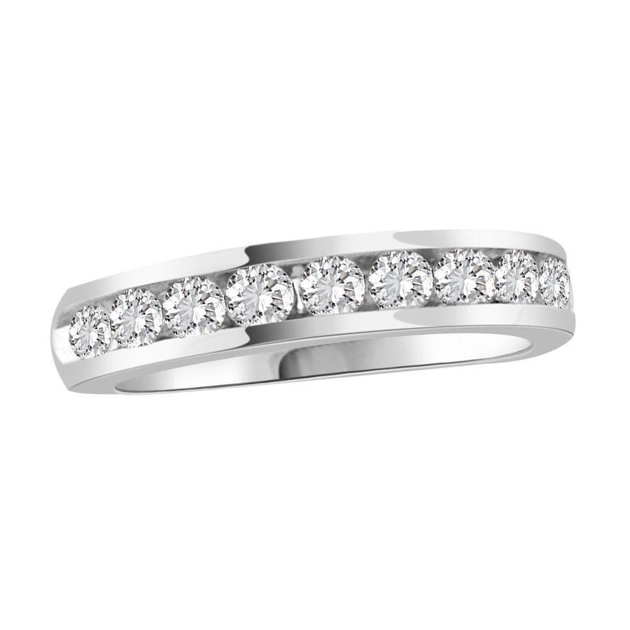 LADIES BAND 0.75CT ROUND DIAMOND 14K WHITE GOLD - Image 1