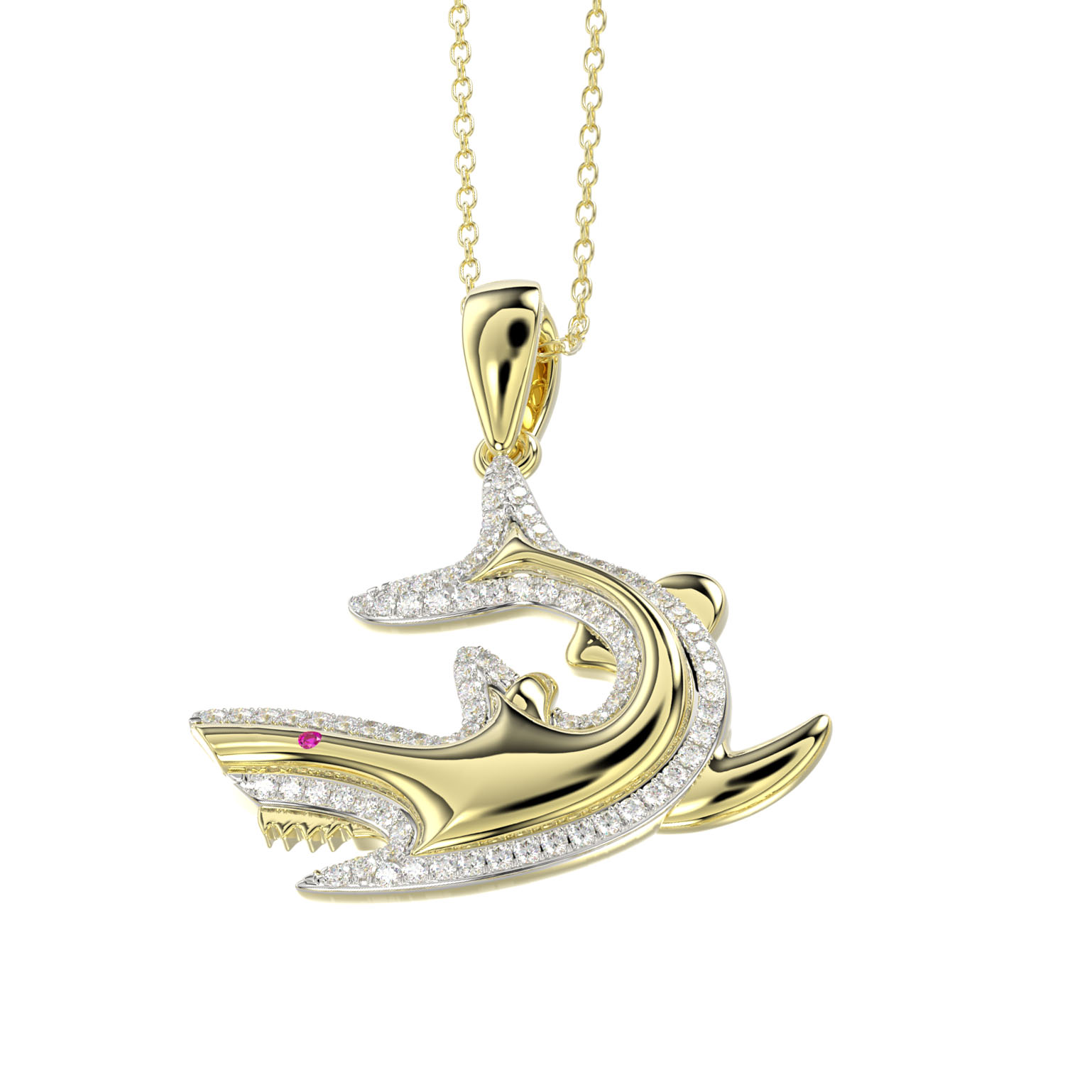 LADIES PENDANT 0.25CT ROUND DIAMOND 14K YELLOW GOLD WITH CHAIN - Image 1