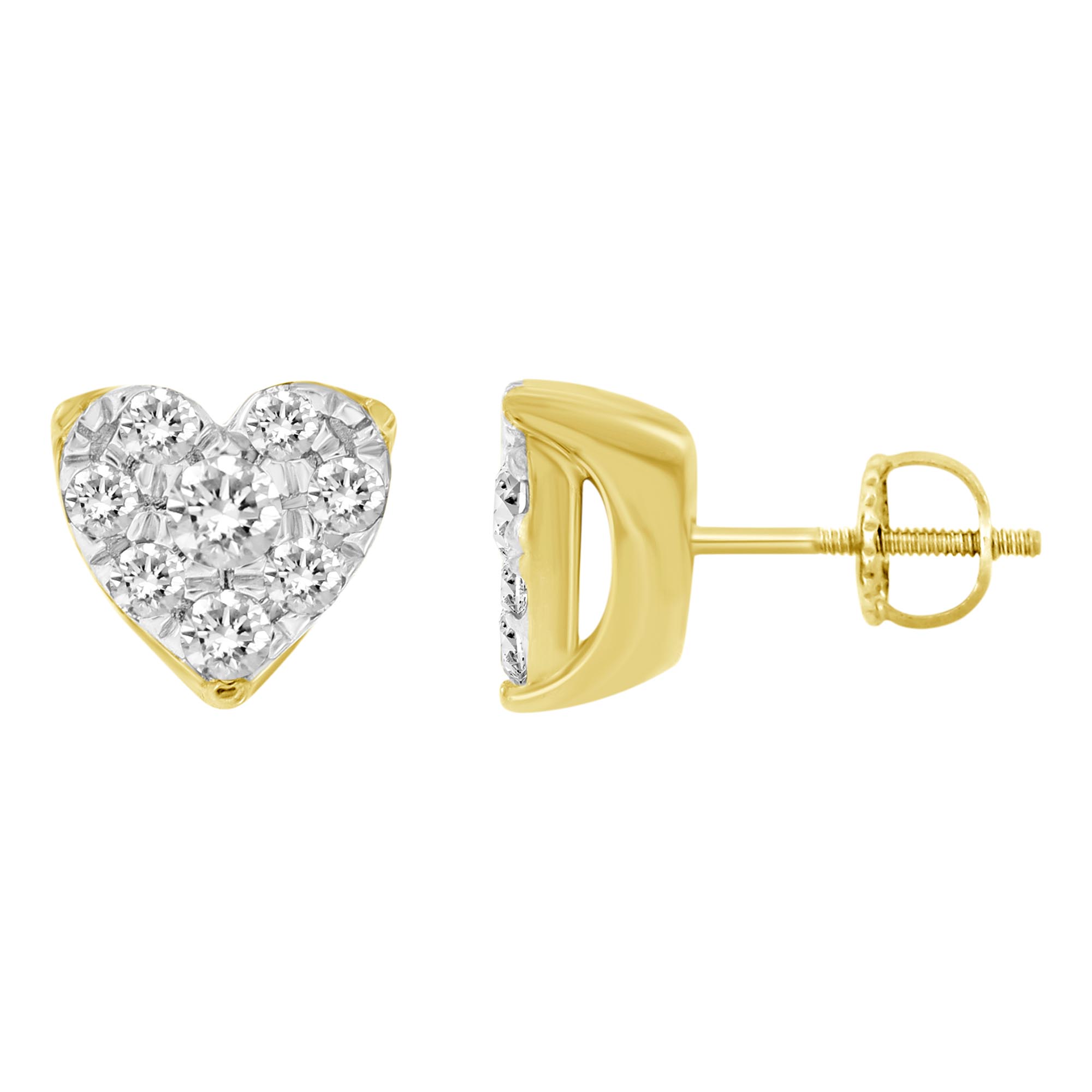 LADIES EARRING 0.25CT ROUND DIAMOND 10K YELLOW GOLD - Image 1