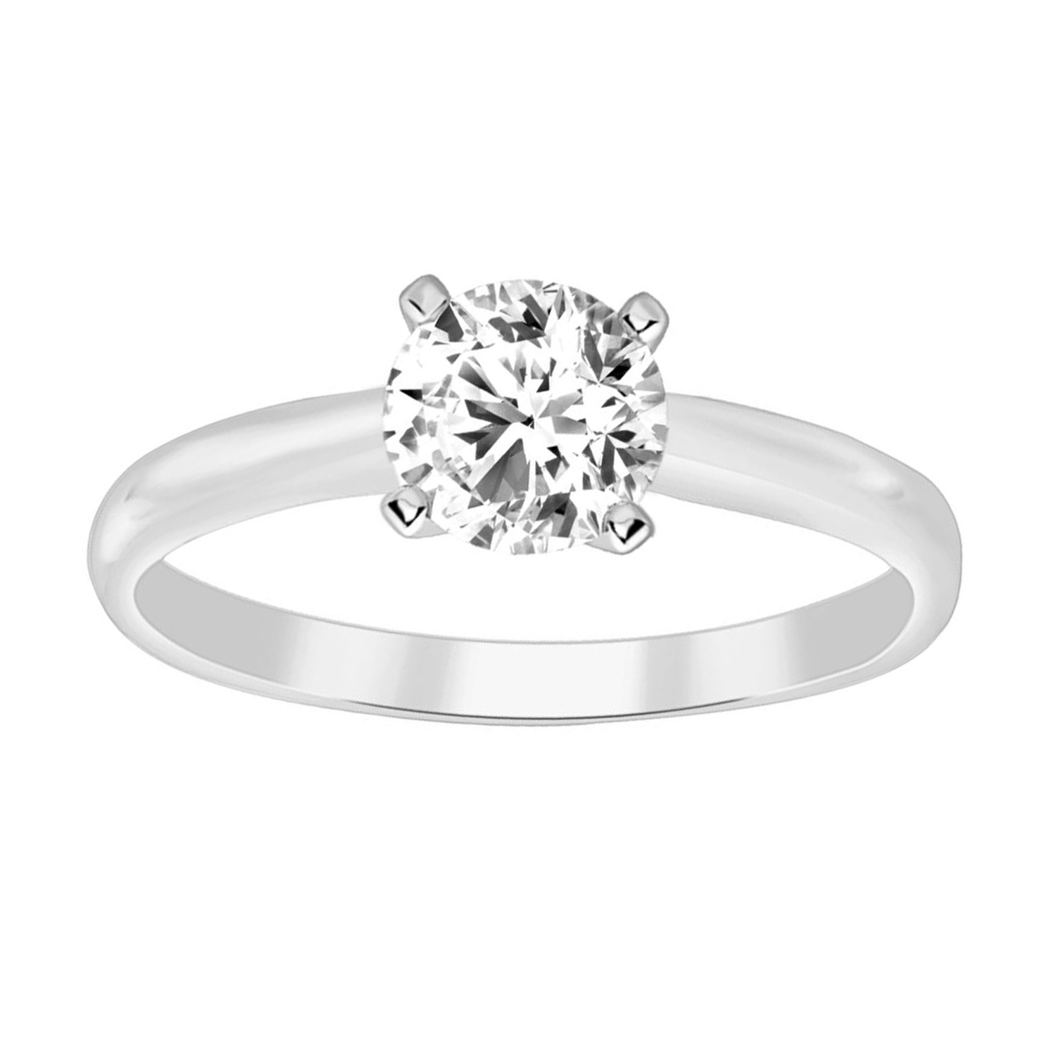 LADIES SOLITAIRE RING 0.15CT ROUND DIAMOND 14K WHITE GOLD - Image 1
