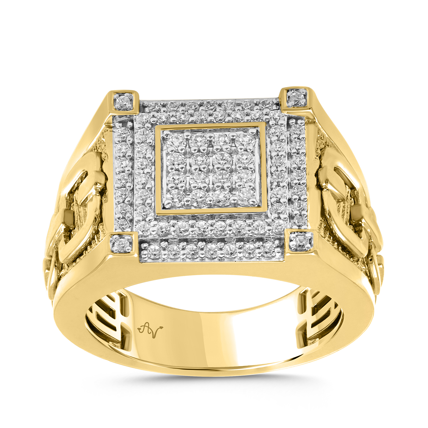 MEN'S RING 0.75CT ROUND DIAMOND 10K YELLOW GOLD - Image 1