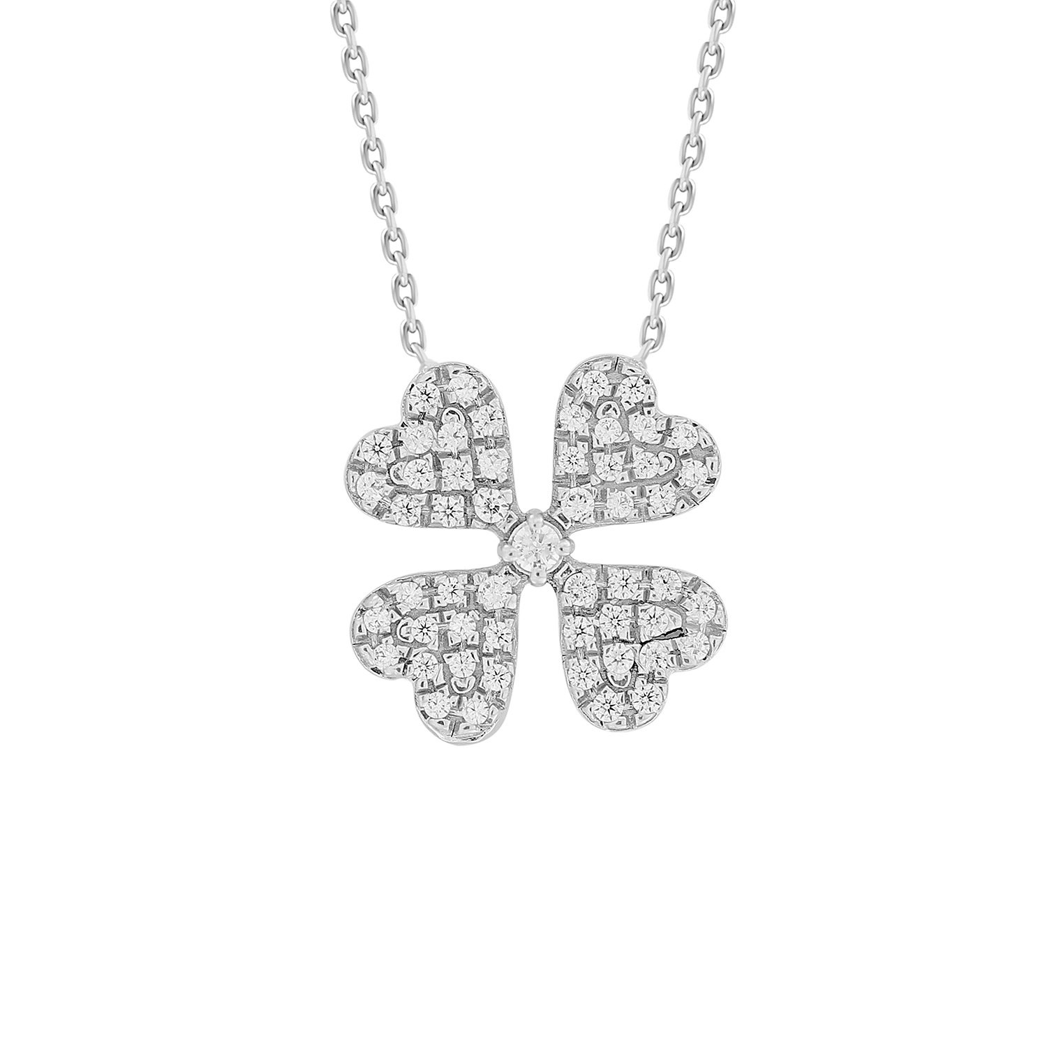 LADIES PENDANT WITH CHAIN 0.10CT ROUND DIAMOND 10K WHITE GOLD - Image 1