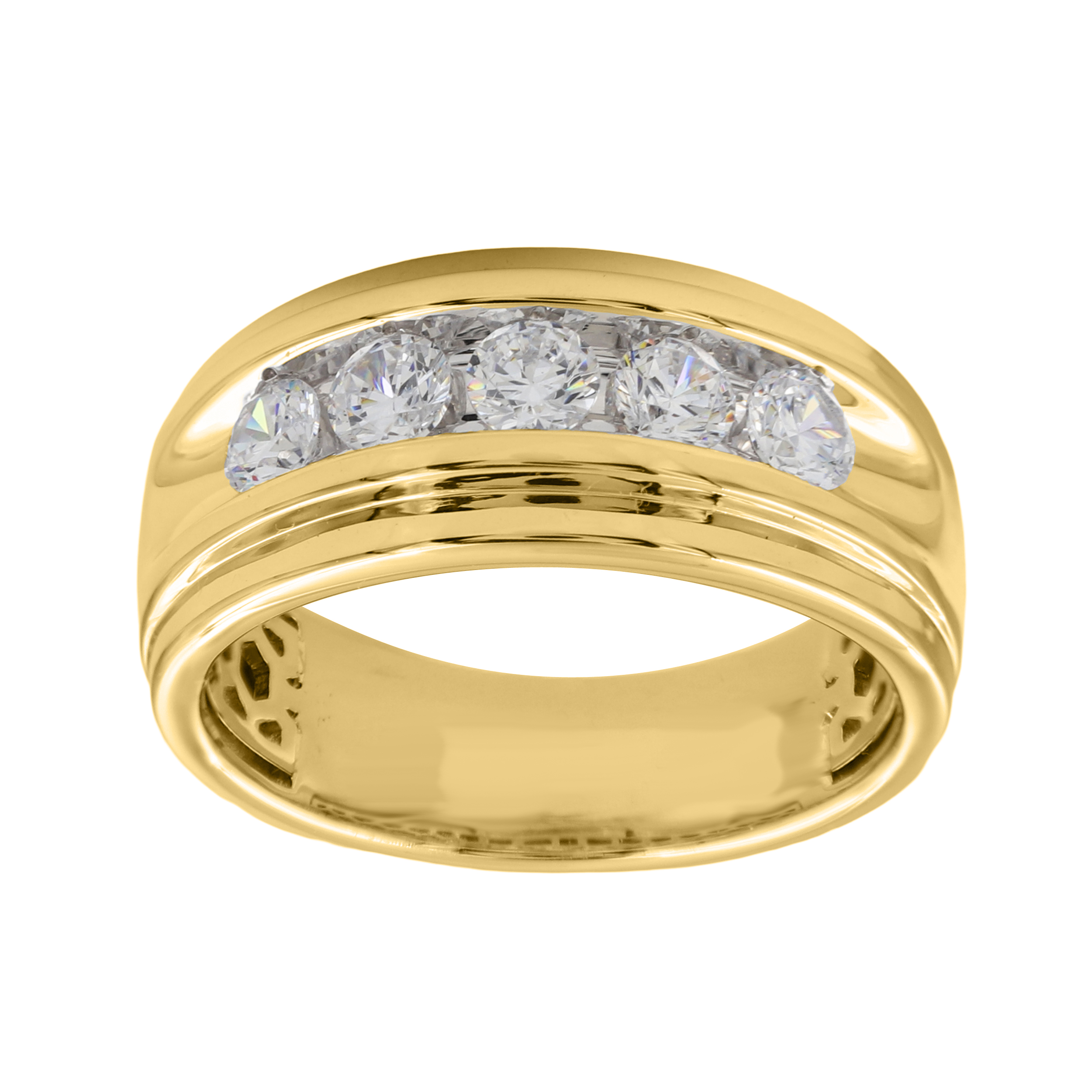MEN'S BAND 1.00CT ROUND DIAMOND 14K YELLOW GOLD - Image 1
