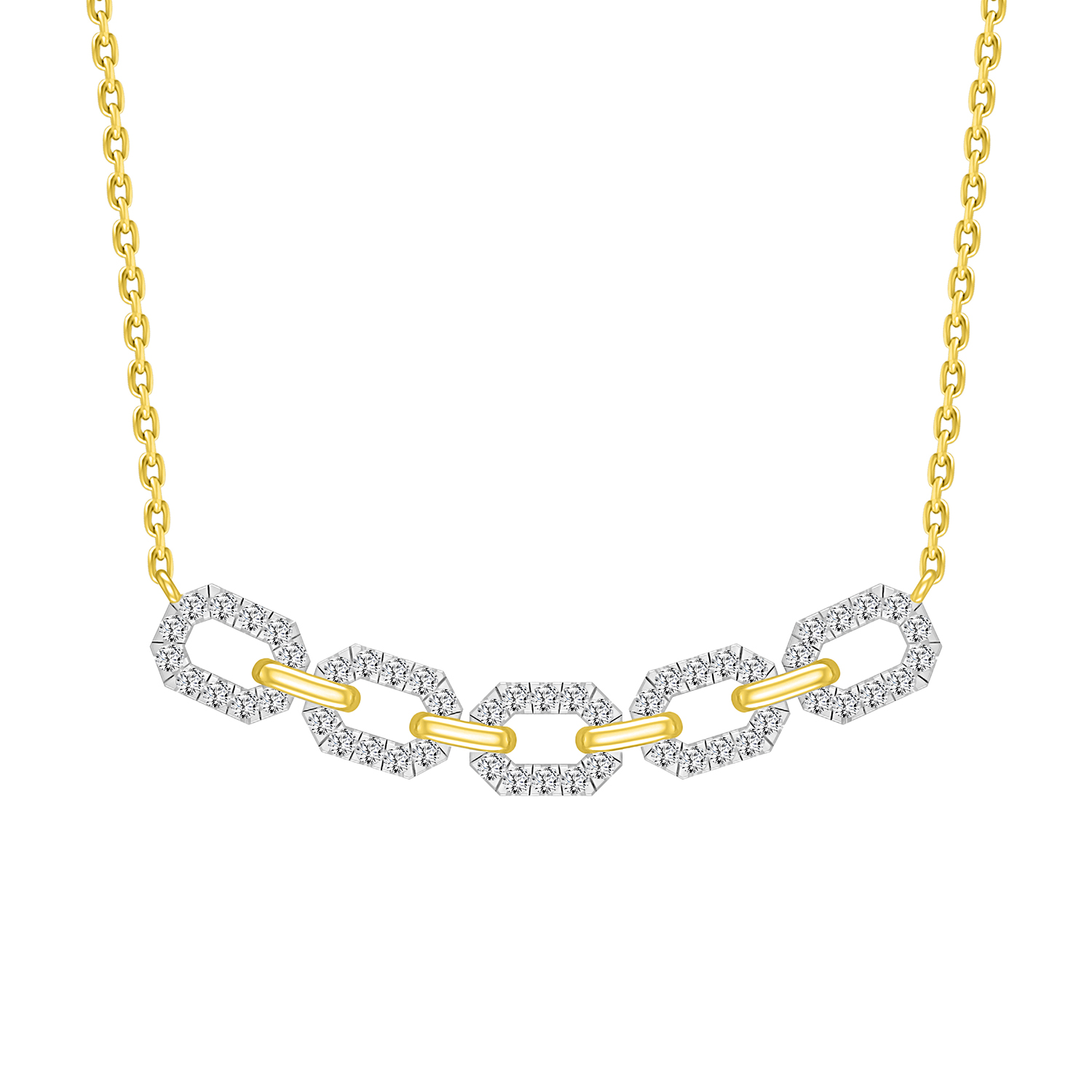 LADIES NECKLACE 0.50CT ROUND DIAMOND 10K YELLOW GOLD - Image 1