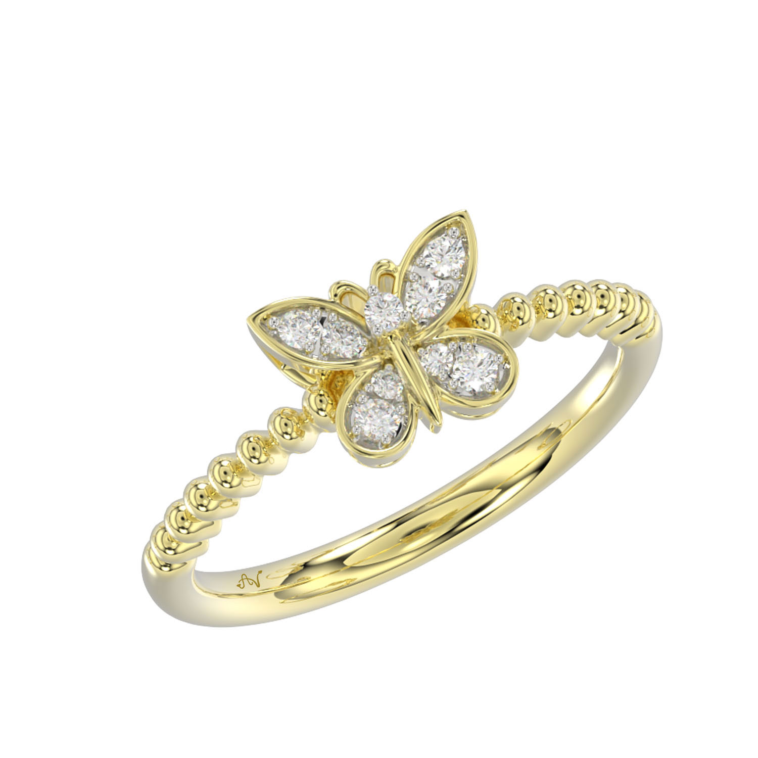 LADIES RING 0.10CT ROUND DIAMOND 10K YELLOW GOLD - Image 1