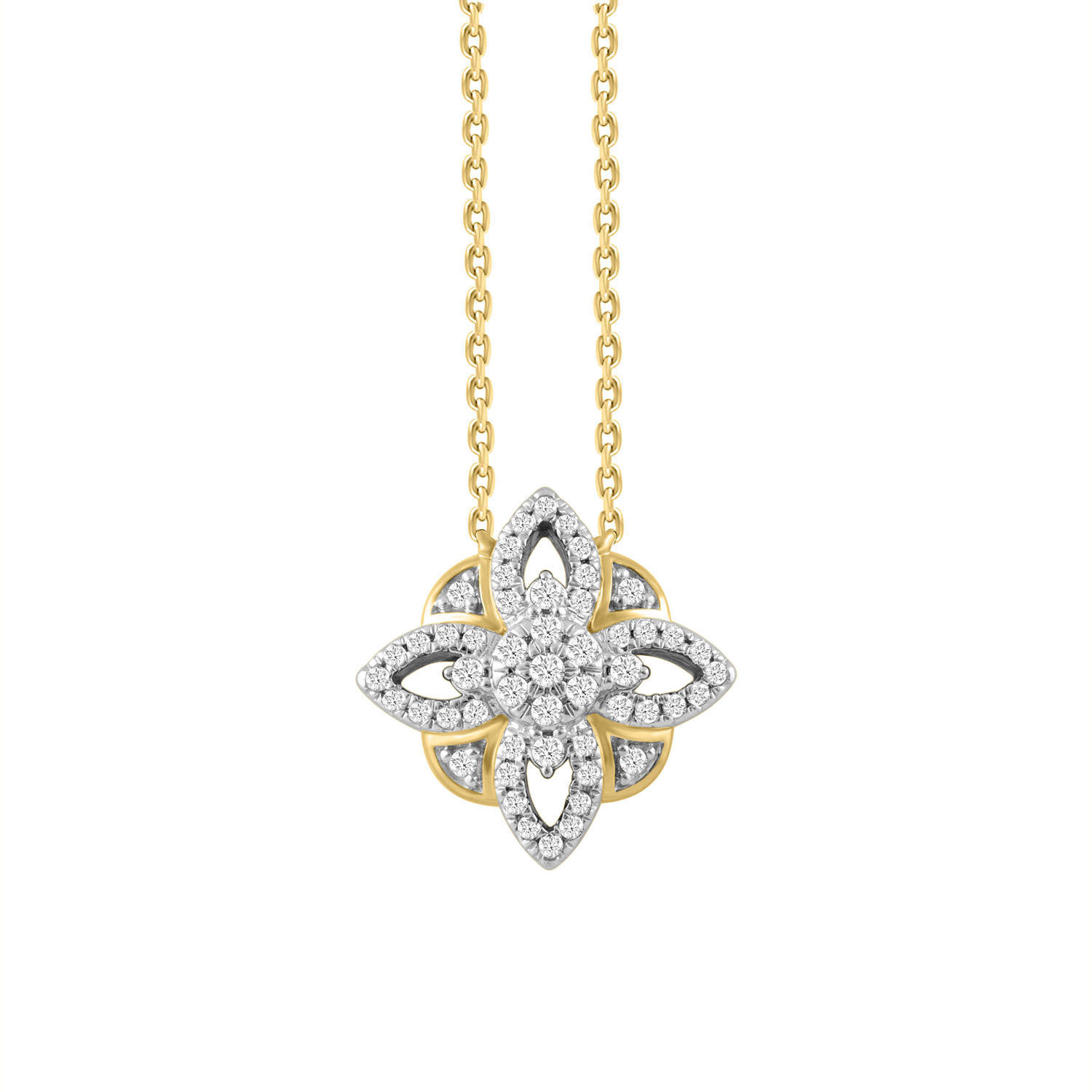 LADIES NECKLACE 0.25CT ROUND DIAMOND 10K YELLOW GOLD - Image 1