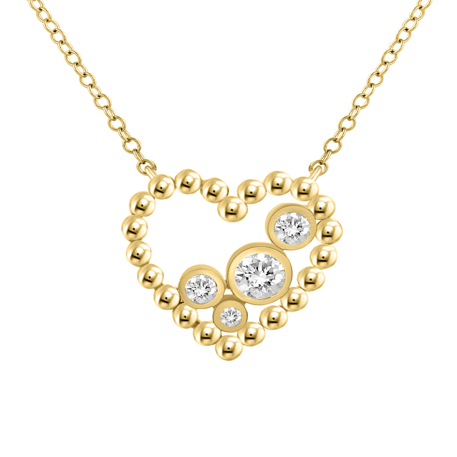 LADIES NECKLACE 0.15CT ROUND DIAMOND 10K YELLOW GOLD - Image 1