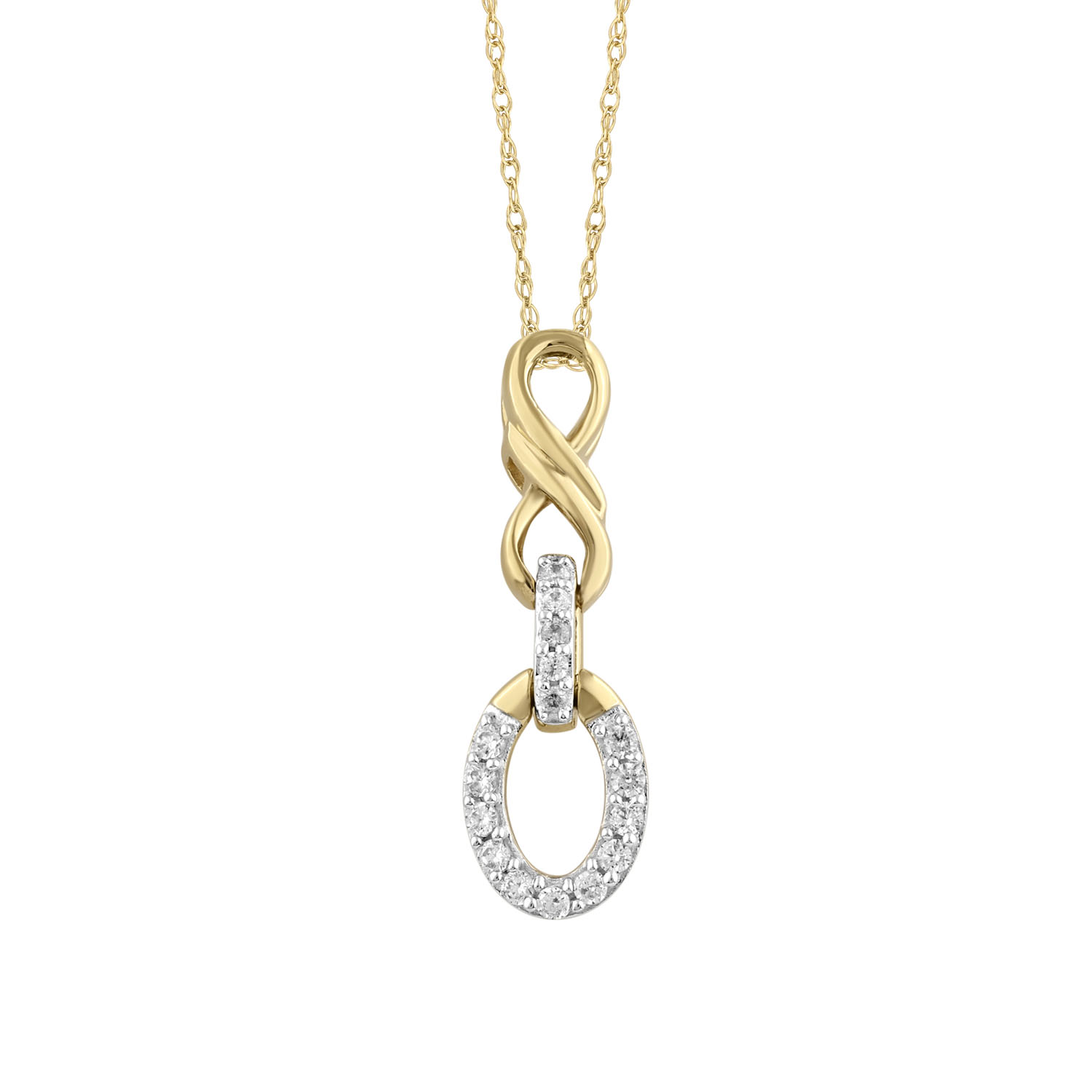LADIES PENDANT WITH CHAIN 0.10CT ROUND DIAMOND 10K YELLOW GOLD - Image 1