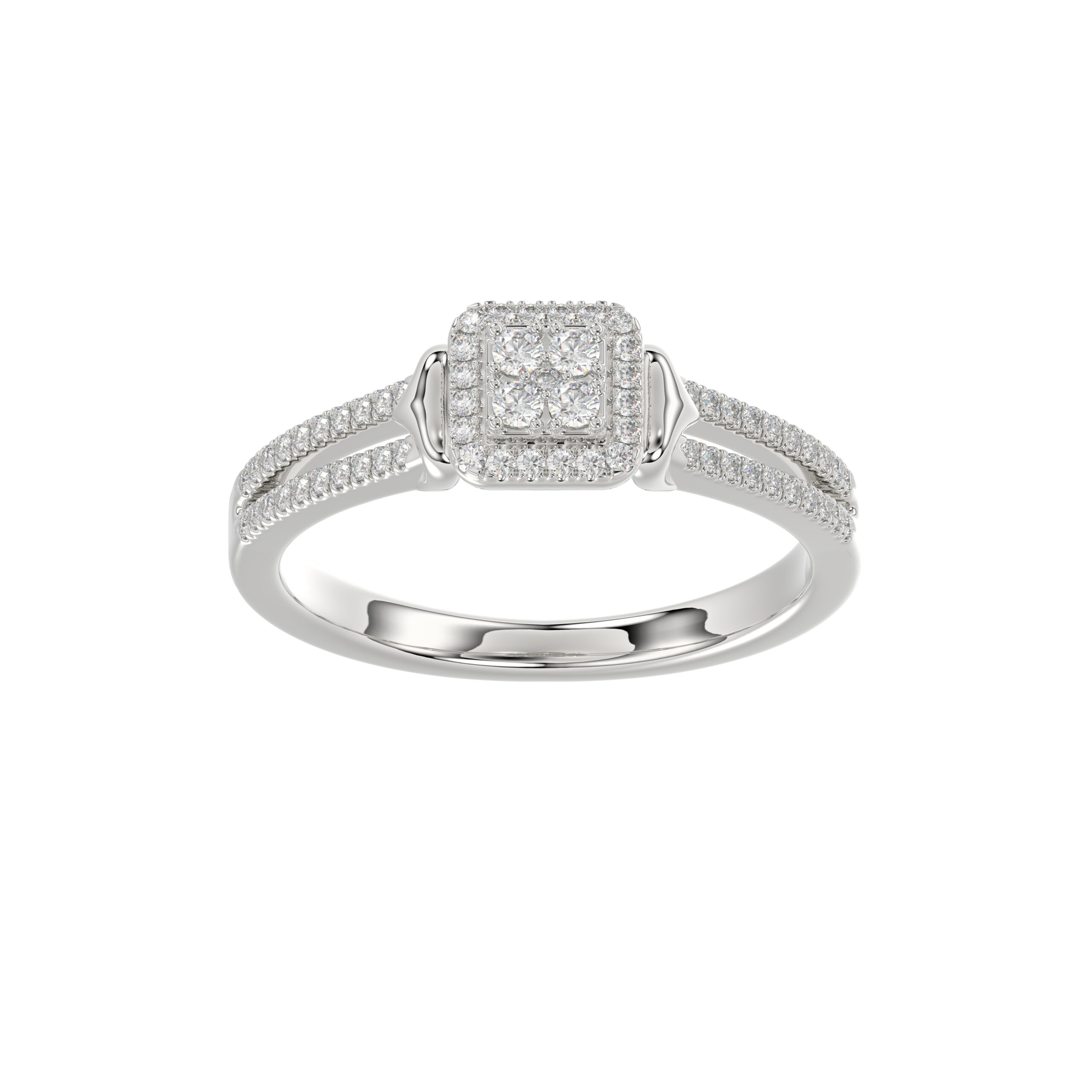 Ladies 0.20Ct Round Diamond Sterling Silver White Engagement Ring � Elegant Promise Ring For Women - Image 1