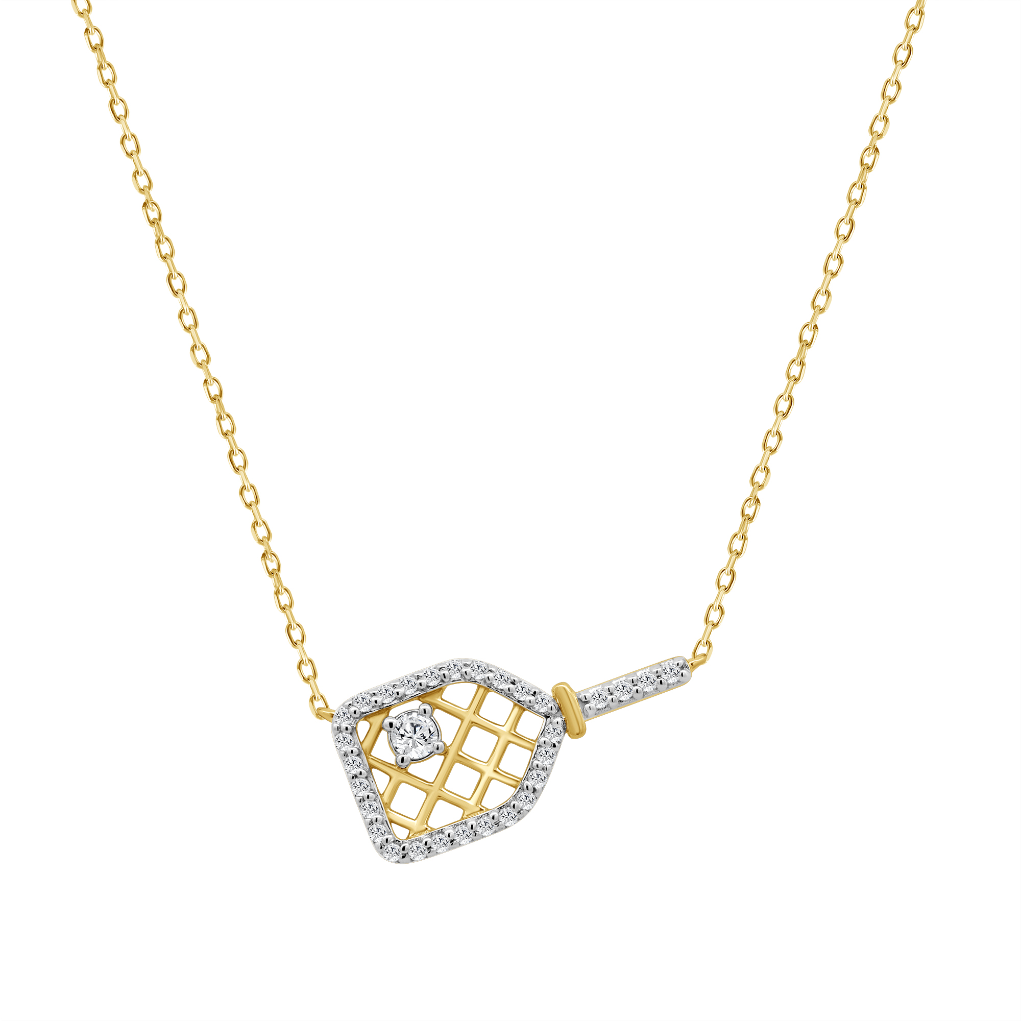LADIES PENDANT WITH CHAIN 0.16CT ROUND DIAMOND 10K YELLOW GOLD - Image 1