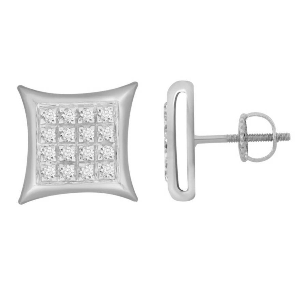 Sterling Silver White Diamond Cluster Fashion Earrings For Women 0.10CT Round Diamond Elegant Yuva Earrings - Image 1