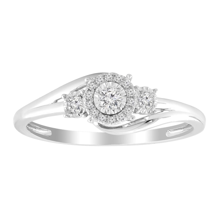 Ladies 0.15Ct Round Diamond Sterling Silver Ladies Ring White Cluster Halo Engagement Promise Ring For Her - Image 1