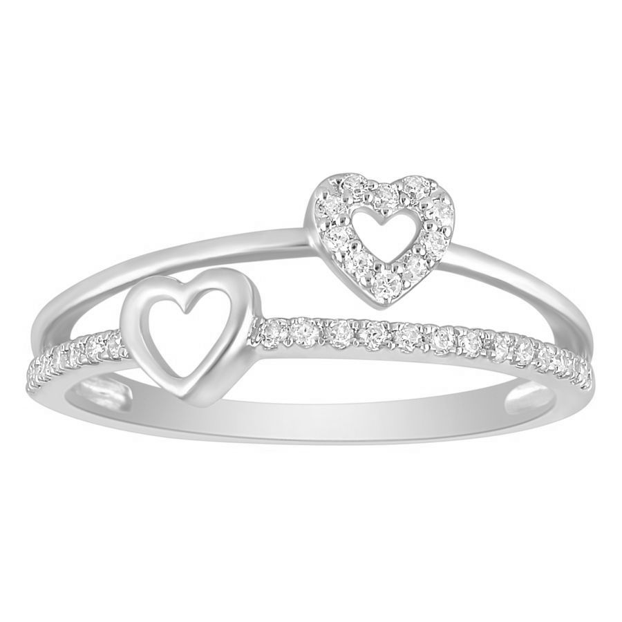Ladies 0.05Ct Round Diamond Sterling Silver Ladies Ring White Cluster Halo Engagement Promise Ring For Her - Image 1