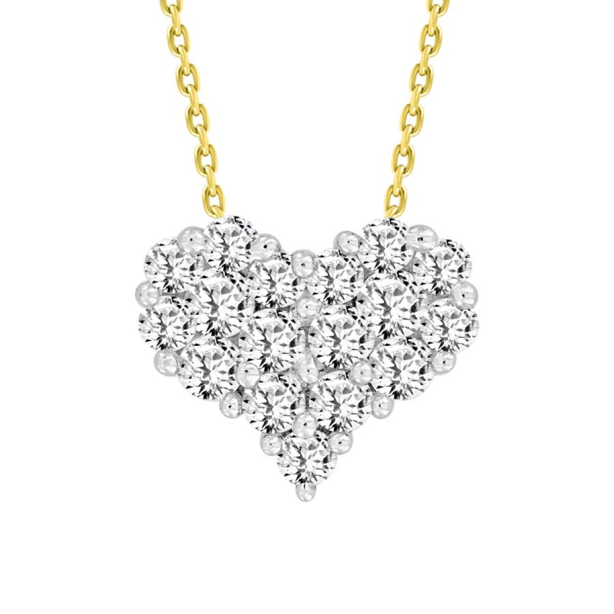 Elegant 10K Yellow Gold Diamond Heart Pendant 0.30Ct Round Diamond Pendant With Chain For Women - Image 1