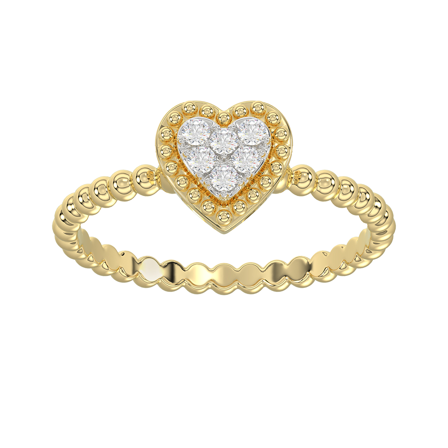 Ladies Halo Ring 0.10Ct Heart Shape Round Diamond 10K Yellow Gold - Image 1