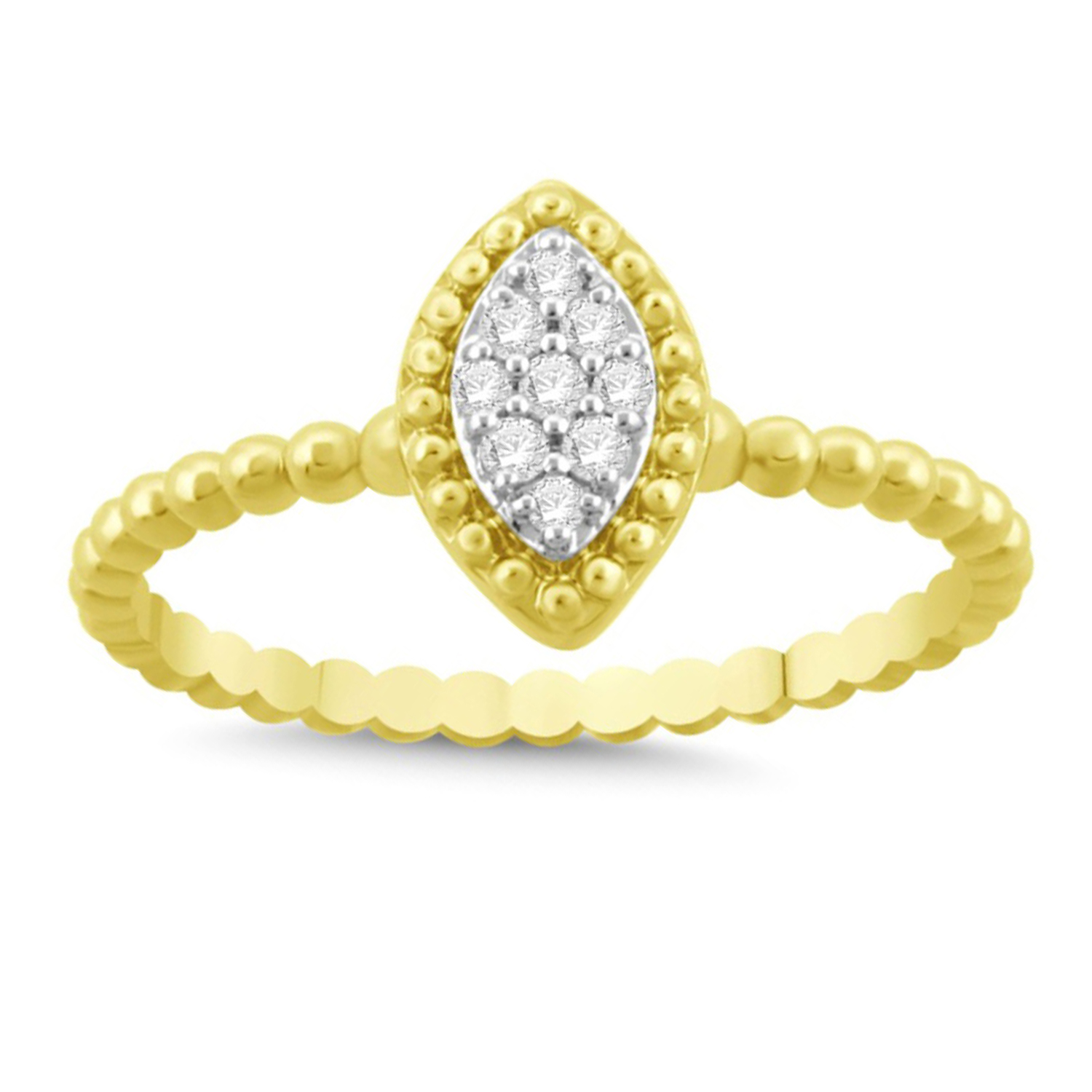 Elegant 10K Yellow Gold 0.10CT Round Diamond Halo Ring For Women - Image 1
