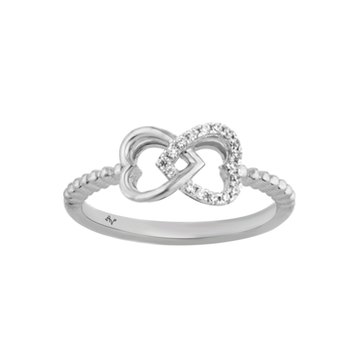 Infinity Heart Diamond Ladies Ring Sterling Silver 0.10Ct Round Cut Elegant Engagement & Promise Ring For Women - Image 1