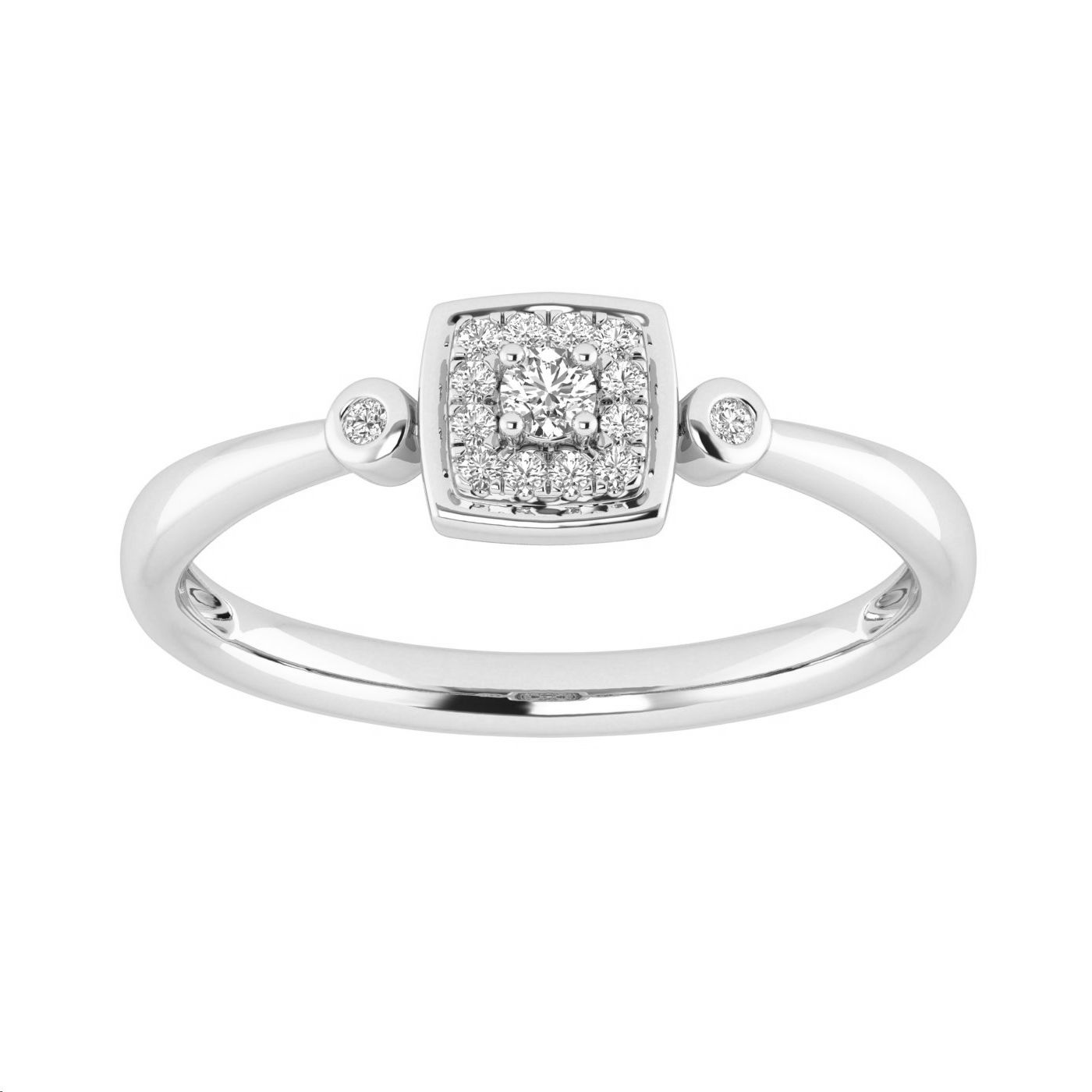 Ladies 0.10Ct Round Diamond Sterling Silver White Cluster Ring � Fashion Or Engagement Jewelry Gift - Image 1