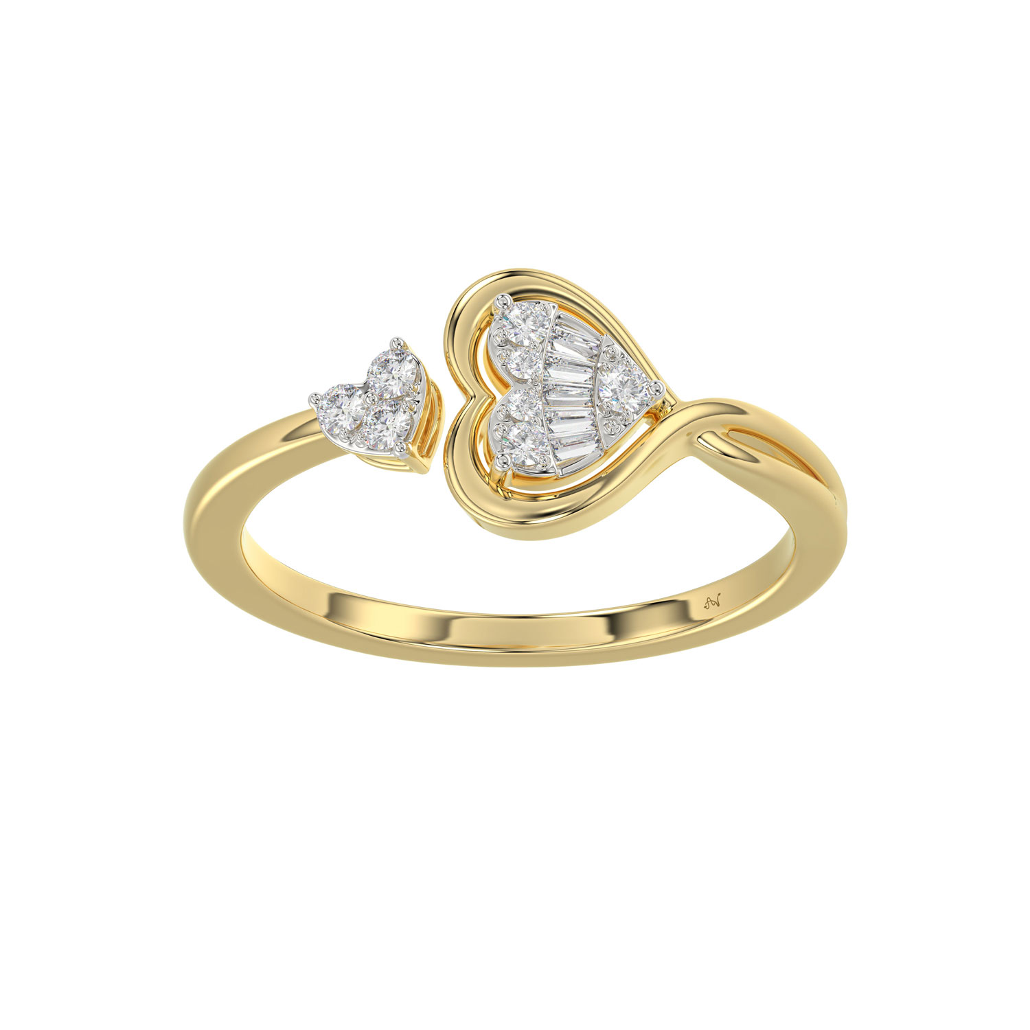 LADIES RING 0.15CT ROUND/BAGUETTE DIAMOND 10K YELLOW GOLD - Image 1