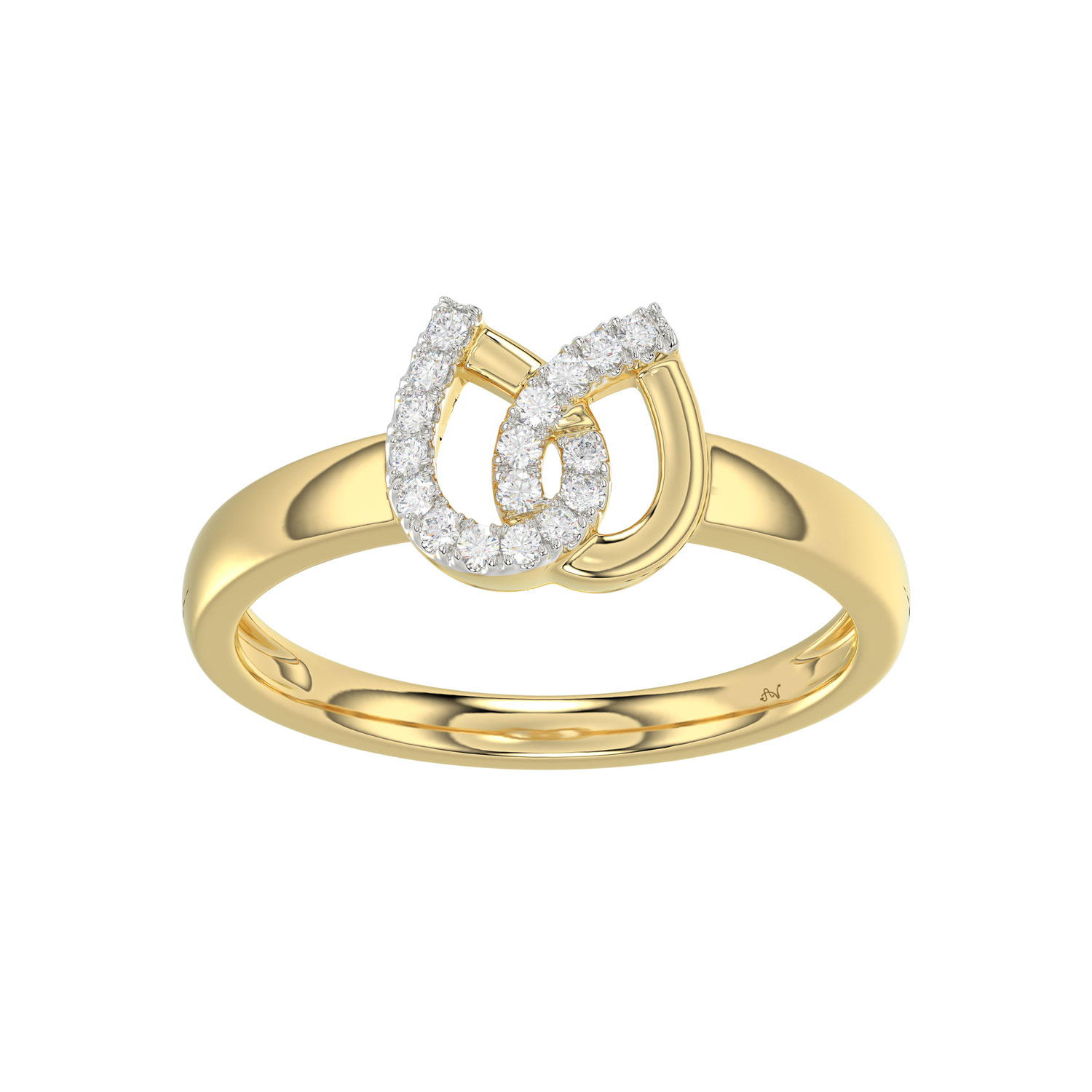LADIES RING 0.10CT ROUND DIAMOND 10K YELLOW GOLD - Image 1