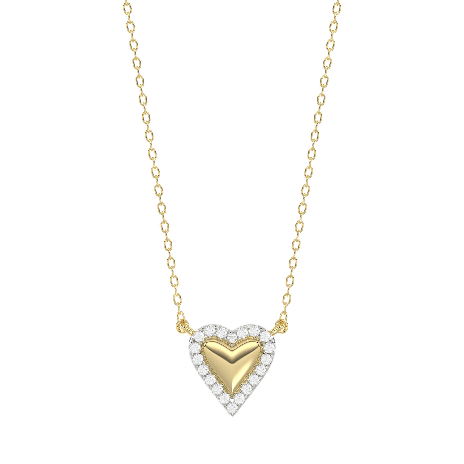 LADIES NECKLACE 0.10CT ROUND DIAMOND 10K YELLOW GOLD - Image 1