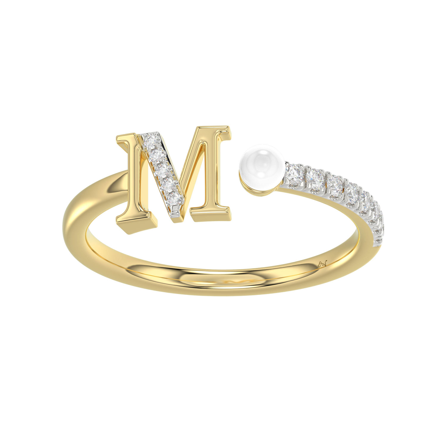LADIES RING 0.10CT ROUND/PEARL DIAMOND 10K YELLOW GOLD - Image 1