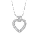 ELEGANCE�10K WHITE GOLD 0.15CT TWISTED CIRCLE HEART & LADIES PENDANT ROUND DIAMOND WITH CHAIN