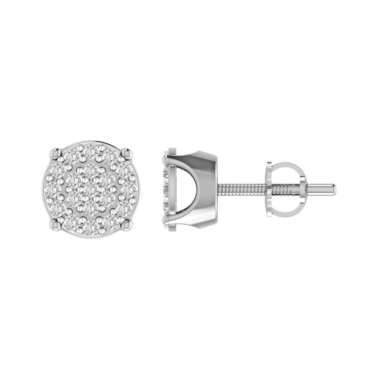 Sterling Silver White 0.25Ct Round Diamond Ladies Fashion Earrings Elegant Women - Image 1
