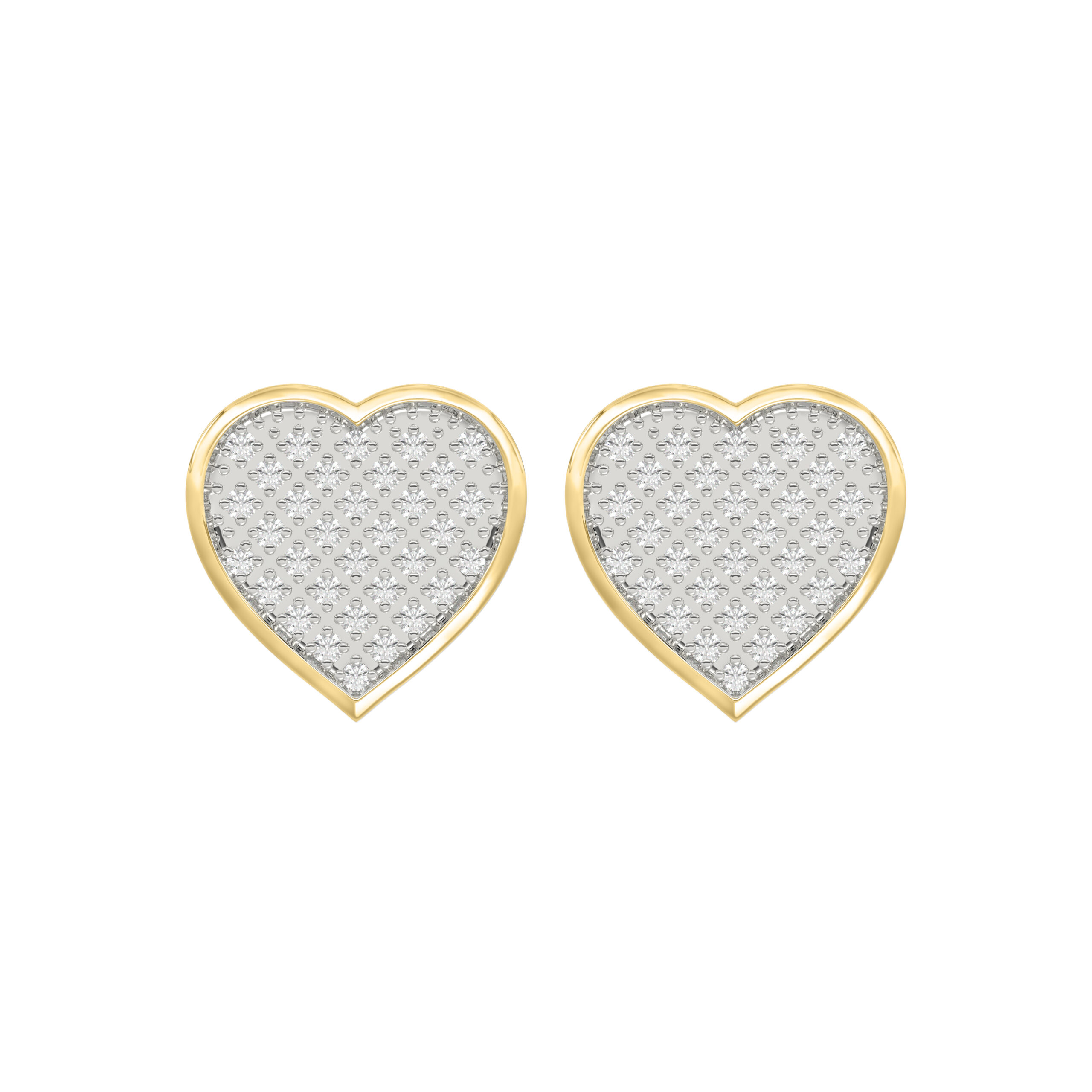 Yuva Brand 10K Yellow Gold 0.25Ct Round Diamond Heart Shaped Earrings Stylish Women Diamond Fashion Earrings - Image 1