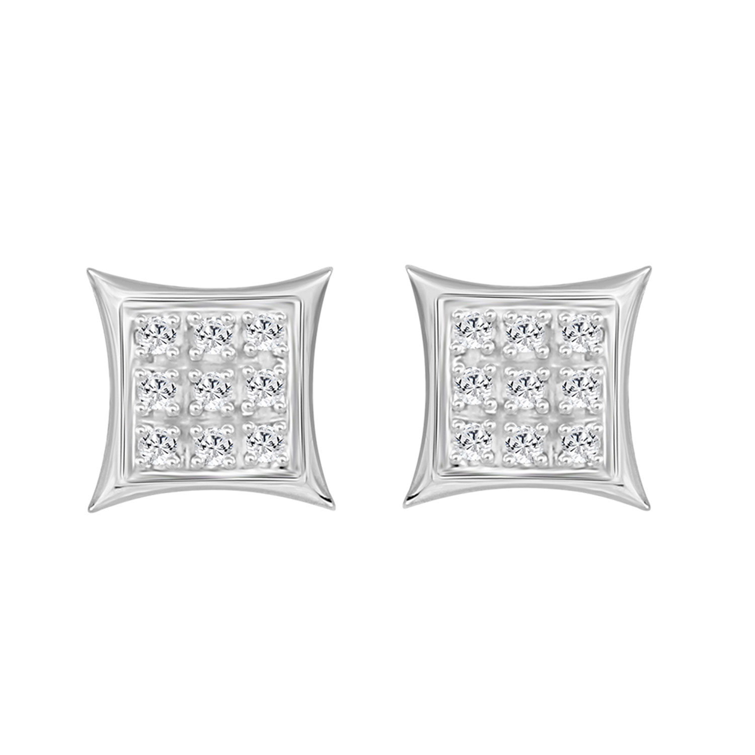 Sterling Silver Diamond Yuva Stud Earrings For Women 0.05 Ct Round Cut Minimal Everyday Earrings - Image 1