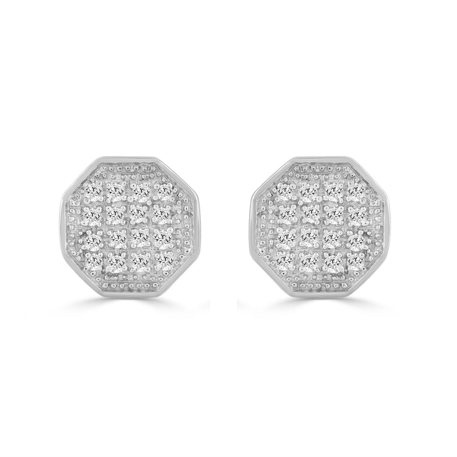 Elegant 0.10Ct Round Diamond Yuva Stud Earrings In Sterling Silver Stylish Ladies Everyday Jewelry - Image 1