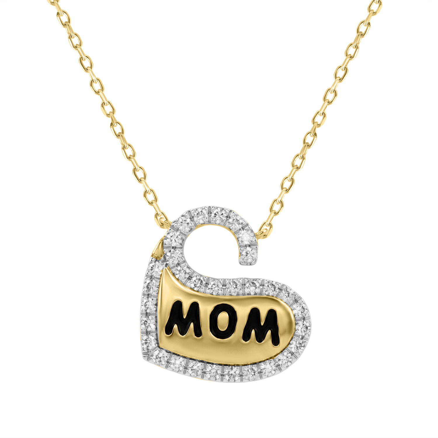 Elegant 10K Yellow Gold Ladies Heart Shape Diamond Necklace 0.20Ct Round Diamond Mother’S Day Gift - Image 1