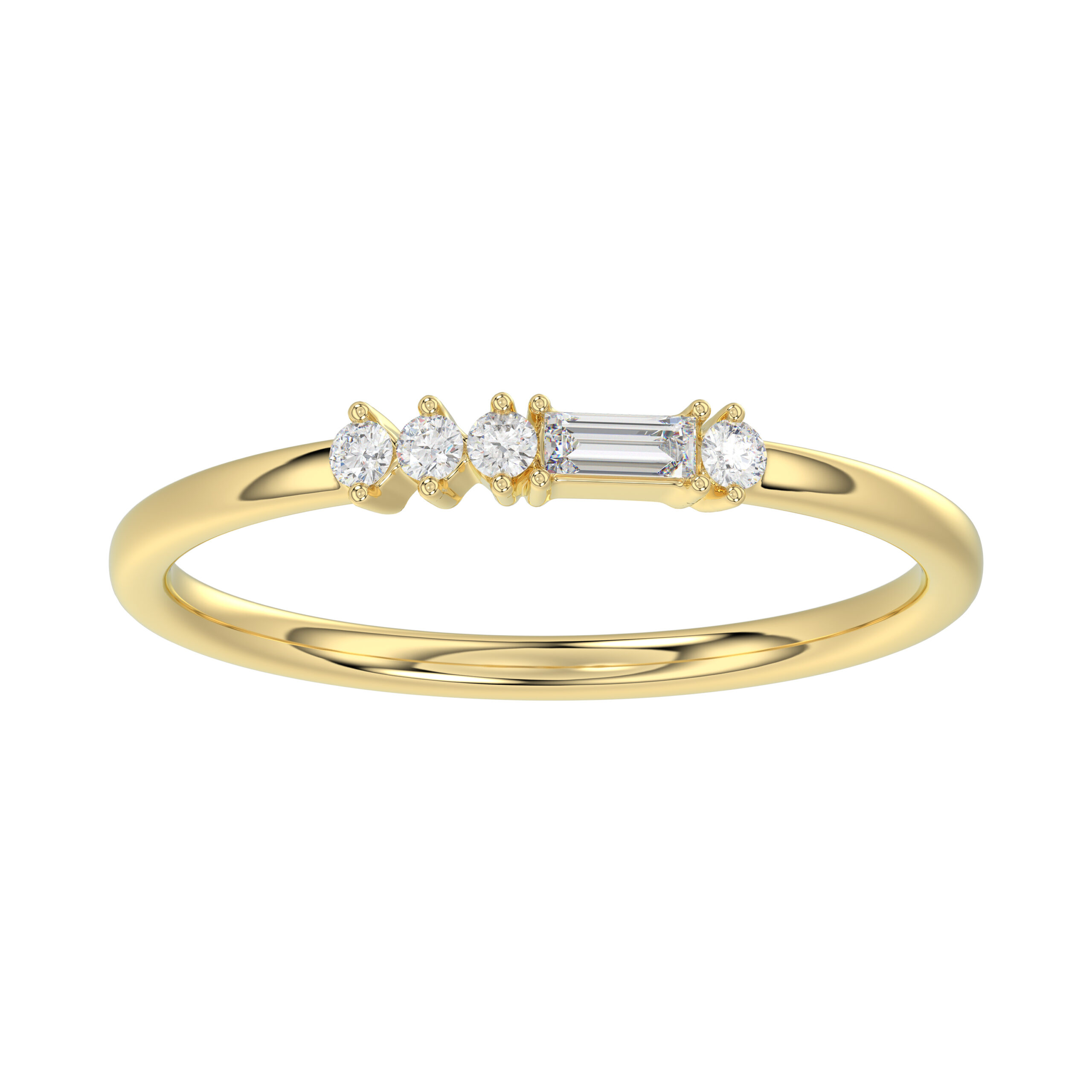 Ladies 10K Yellow Gold Diamond Fashion Ring 0.16 Ct Round & Baguette Diamond Jewelry - Image 1