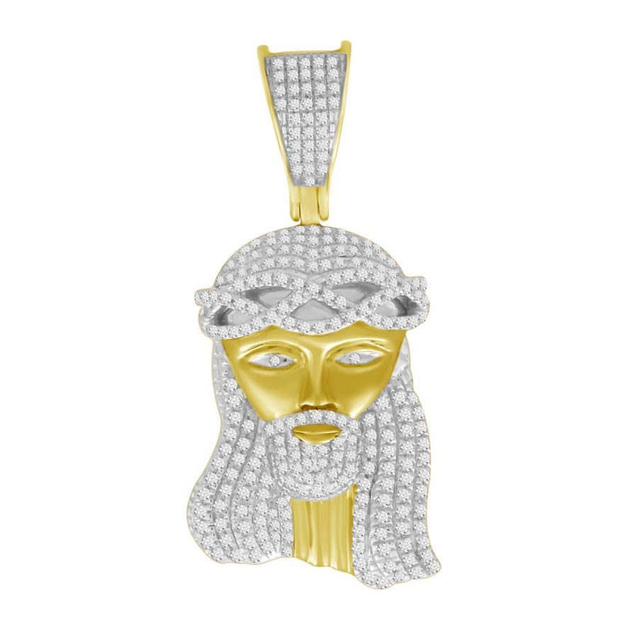 MEN'S CHARM PENDANT 0.65CT ROUND DIAMOND 10K YELLOW GOLD - Image 1