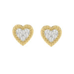 Elegant 0.20Ct Round Diamond Heart Earrings In 10K Yellow Gold Romantic Ladies Fine Jewelry