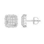 Sterling Silver 0.15CT Round Diamond Halo Fashion Earrings For Ladies Elegant Halo Diamond Earrings