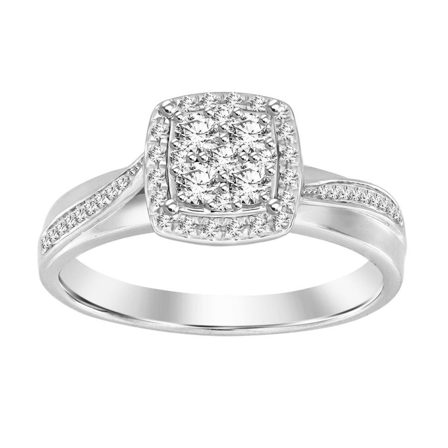 Sterling Silver 0.25CT Round Diamond Cluster Ring For Women - Image 1