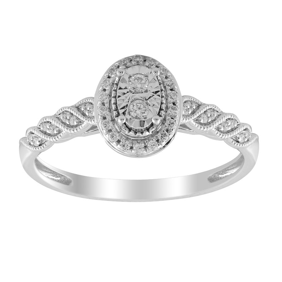 Sterling Silver 0.10CT Round Diamond Halo Engagement Ring In Elegant Ladies Diamond Ring - Image 1