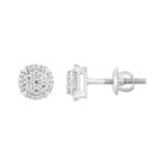 Sterling Silver Ladies 0.25CT Round Diamond Cluster Fashion Earrings