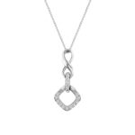 Sterling Silver Ladies 0.10CT Round Diamond Infinity Pendant With Chain Elegant Fashion Pendant