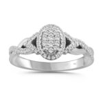 Ladies Sterling Silver 0.25CT Round Diamond Fashion Halo Engagement Ring Modern Jewelry Design