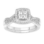 LADIES BRIDAL SET 0.50CT ROUND DIAMOND 10K WHITE GOLD