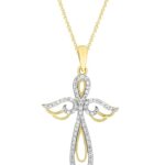 LADIES PENDANT WITH CHAIN 0.35CT ROUND DIAMOND 10K YELLOW GOLD